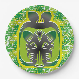 THE WILD BOAR EATS APPLES BY MASANSER PAPER PLATES