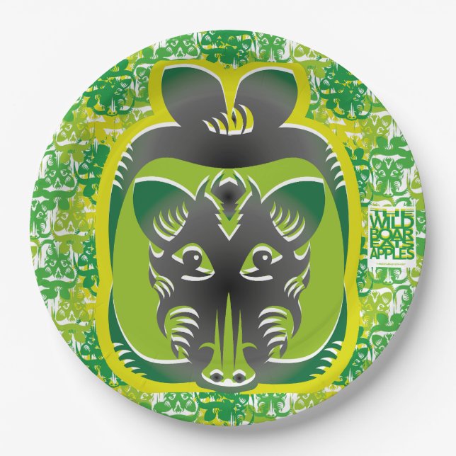 THE WILD BOAR EATS APPLES BY MASANSER PAPER PLATES (Front)