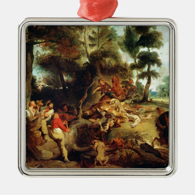 The Wild Boar Hunt Metal Ornament (Front)