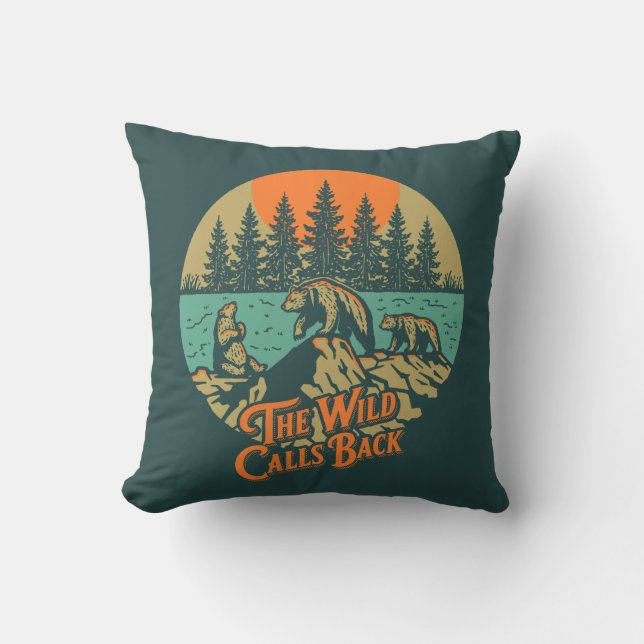 The Wild Calls Back Throw Pillow (Front)