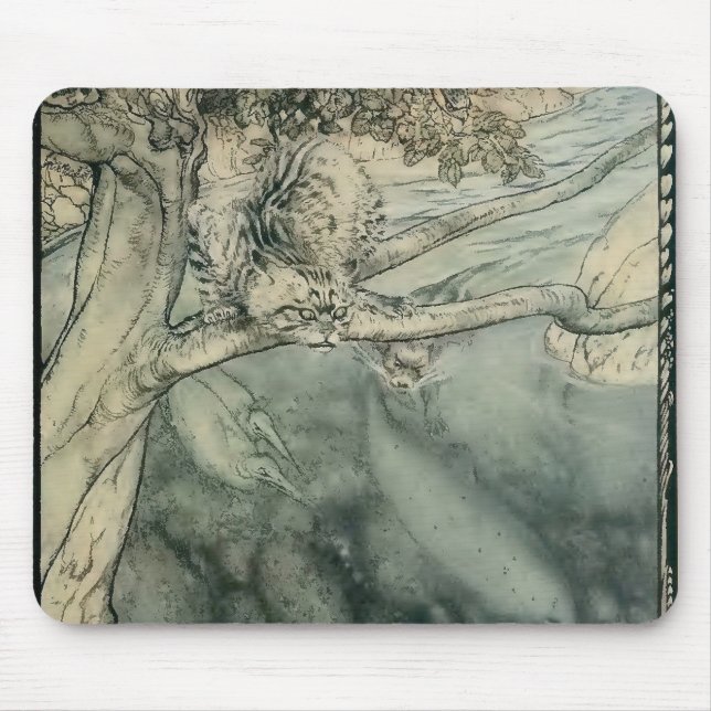 THE WILD CAT FISHED FOR ME ill. by Arthur Rackham Mouse Pad (Front)