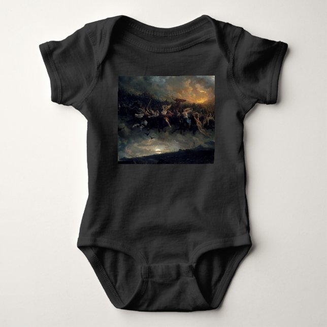 The Wild Hunt Of Odin, 1872 by Peter Nicolai Arbo Baby Bodysuit (Front)