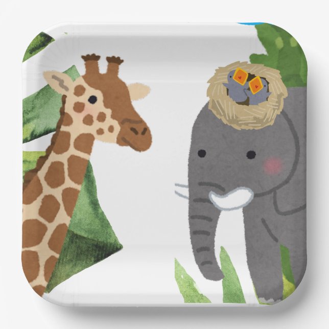 The Wild One' Animal theme kid Birthday Party Paper Plates (Front)