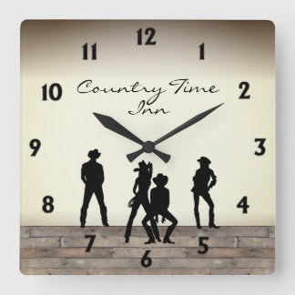The Wild West Dance Square Wall Clock