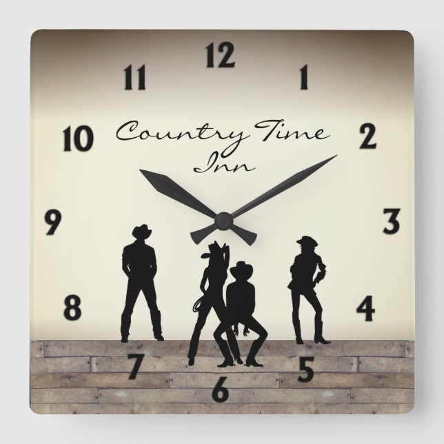The Wild West Dance Square Wall Clock (Front)