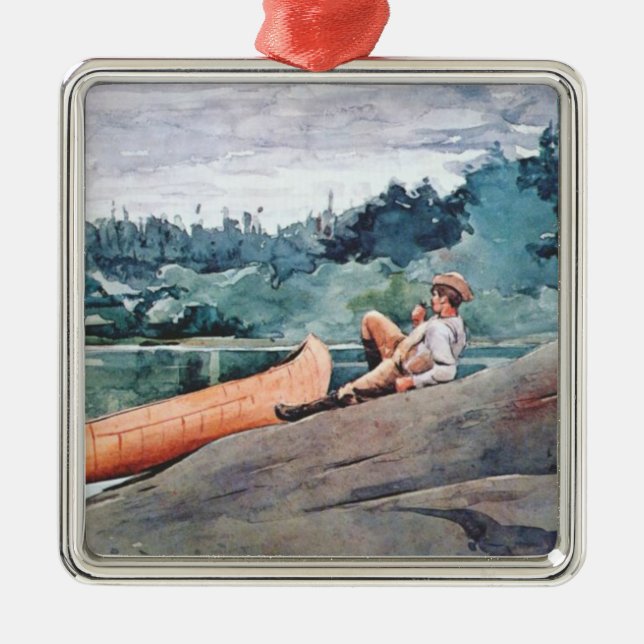 The Wilderness Guide (by Winslow Homer) Metal Ornament (Front)