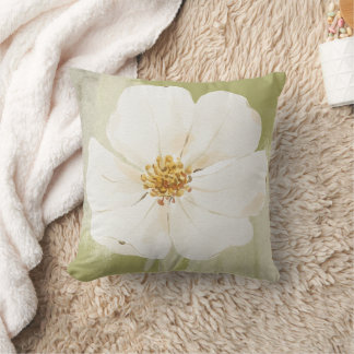 The Wildflower Bloom Moss Green & White Cushion