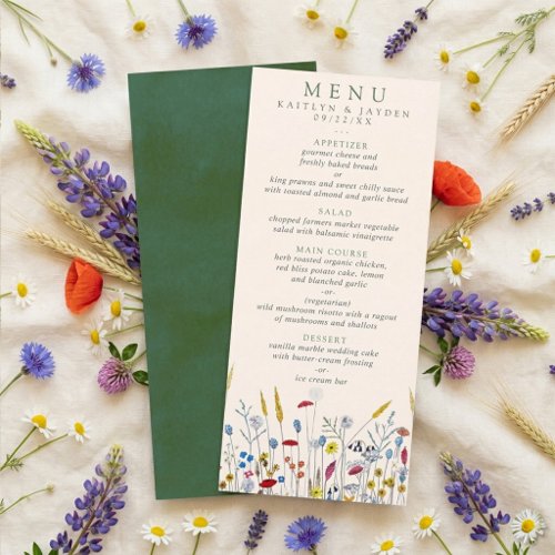 The Wildflower Meadow Wedding Suite - Menu Card