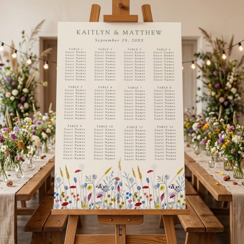 The Wildflower Meadow Wedding Suite - Seating Plan Foam Board