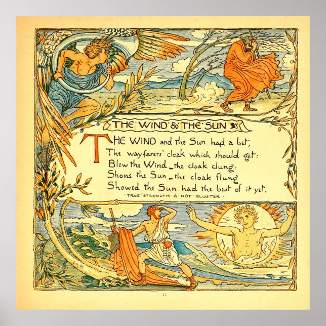The Wind and the Sun 1887 Walter Crane Poster (Front)