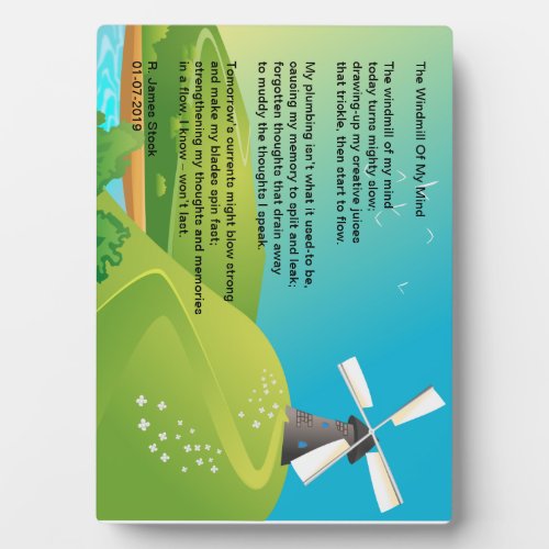 The Windmill of My Mind poem on a 5x7 plaque