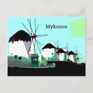 The windmills of Mykonos, Greece Postcard