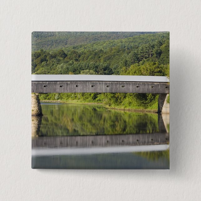 The Windsor-Cornish Covered Bridge spans the Pinback Button (Front)