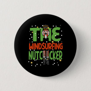The Windsurfing Nutcracker Funny Christmas Pajama Button