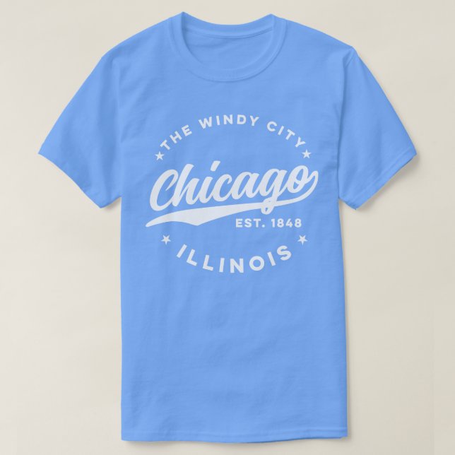 The Windy City Chicago White Text T-Shirt (Design Front)