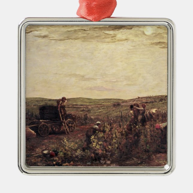 The Wine Harvest in Burgundy, 1863 Metal Ornament (Front)