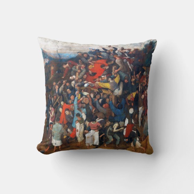 The Wine of Saint Martin's Day, Pieter Bruegel Throw Pillow (Front)