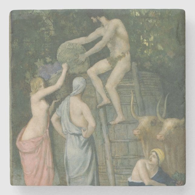 The Wine Press by Pierre Puvis de Chavannes Stone Coaster (Front)