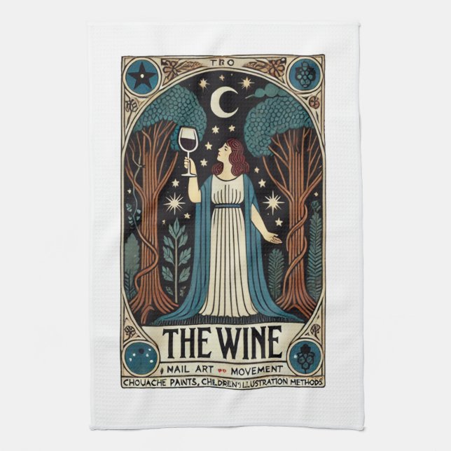 The Wine Tarot Card                                Kitchen Towel (Vertical)