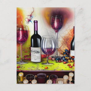 The Wine Tasting Colorful Digital Art   Postcard