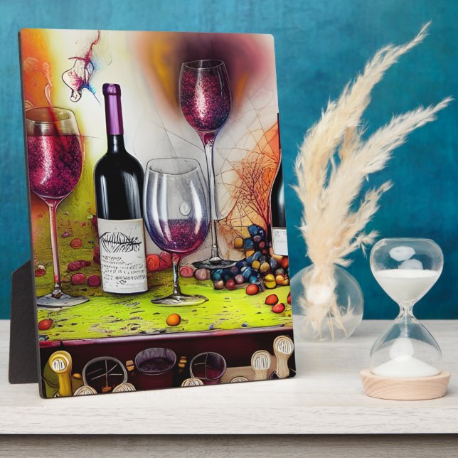 The Wine Tasting Colorful Digital Art Tabletop Plaque (Side)