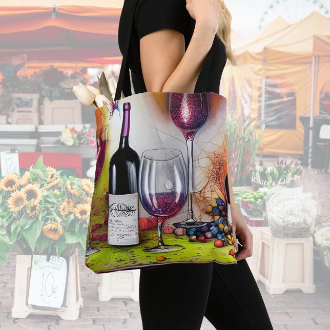 The Wine Tasting Colorful Digital Art   Tote Bag (Creator Uploaded)