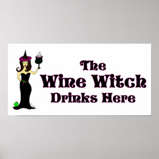 "The Wine Witch Drinks Here" Halloween Bar Poster