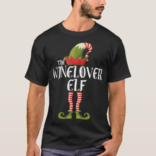 the winelover elf family elf matching christmas T_Shirt
