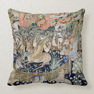 The Winged Deer (tapestry) Throw Pillow