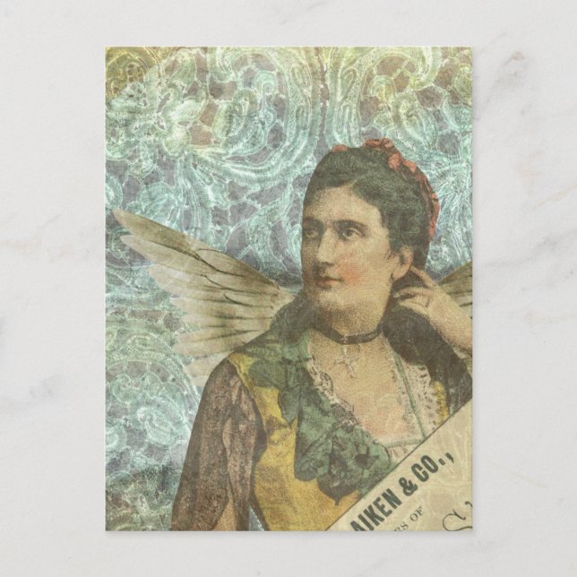 The Winged Lady Digital Collage Postcard (Front)