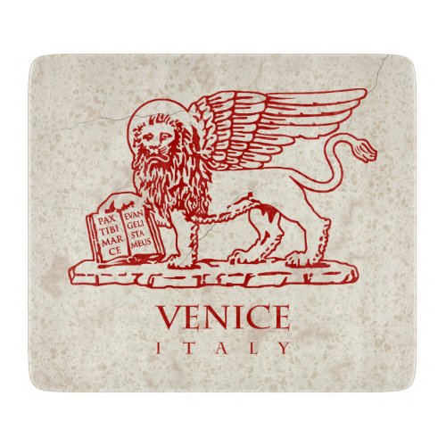 The winged lion of Saint Mark on marble background Cutting Board