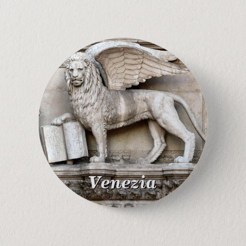 The Winged Lion of Saint Mark Statue Pinback Button