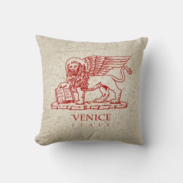 The Winged Lion of Saint Mark Throw Pillow (Front)