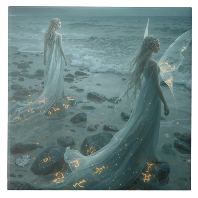 The Winged One and the Shorebound Sister Ceramic Tile (Front)