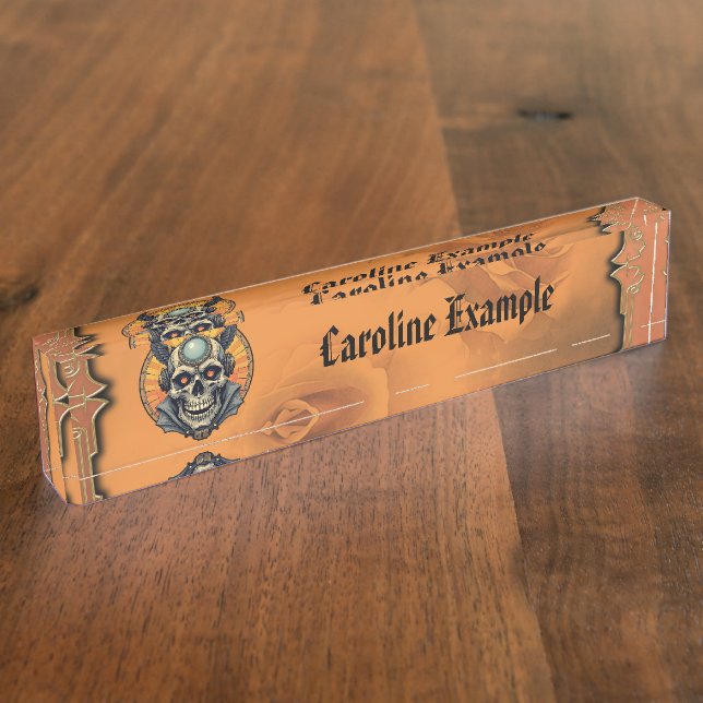 The winged skull. desk name plate (Side)