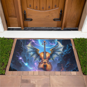 The Winged Violin of Moonlit Realms Doormat