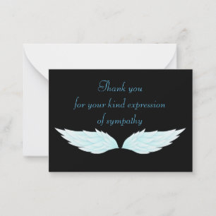 The Wings Blue White After Funeral Thank You Cards