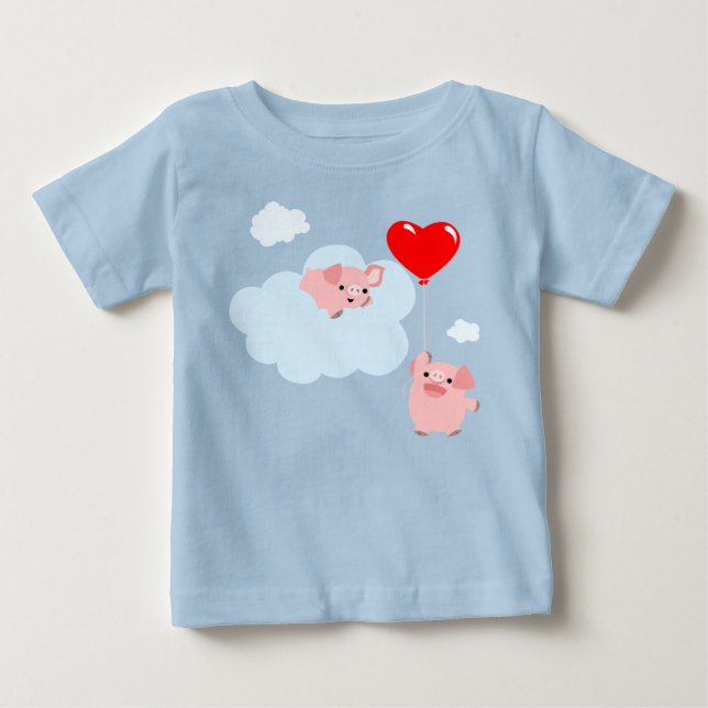The Wings of Love (Cartoon Pigs) Baby T-Shirt (Front)