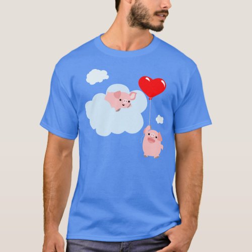 The Wings of Love Cute Cartoon Pigs T_Shirt
