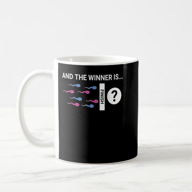 The Winner Is Cute Baby Gender Reveal Party Joke Coffee Mug (Left)
