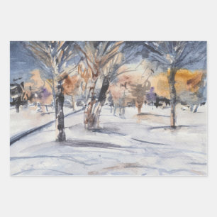 The winter forest wrapping paper sheets