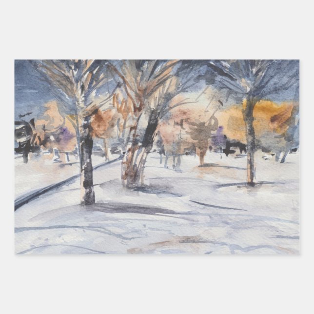 The winter forest wrapping paper sheets (Front)