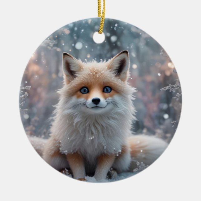 The Winter Fox Ceramic Ornament (Front)