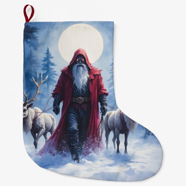 The Winter King Arrives.  Large Christmas Stocking (Front)