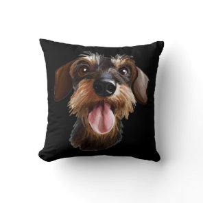 The Wirehair Dachshund Throw Pillow