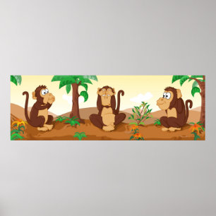 The wise monkeys - panorama poster