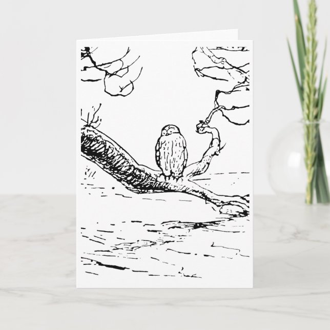 The Wise Old Owl on a Branch  Card (Front)