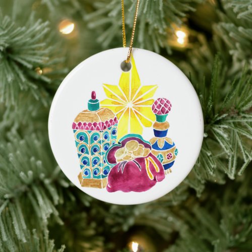 The Wisemen and the Gifts Jesse Tree Ceramic Ornament