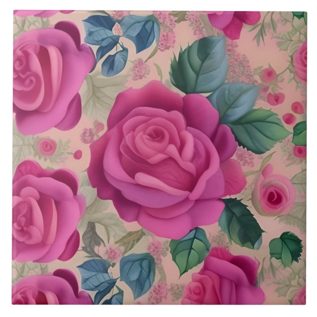 The Wisper Of Roses - Soft And Serene Ceramic Tile (Front)