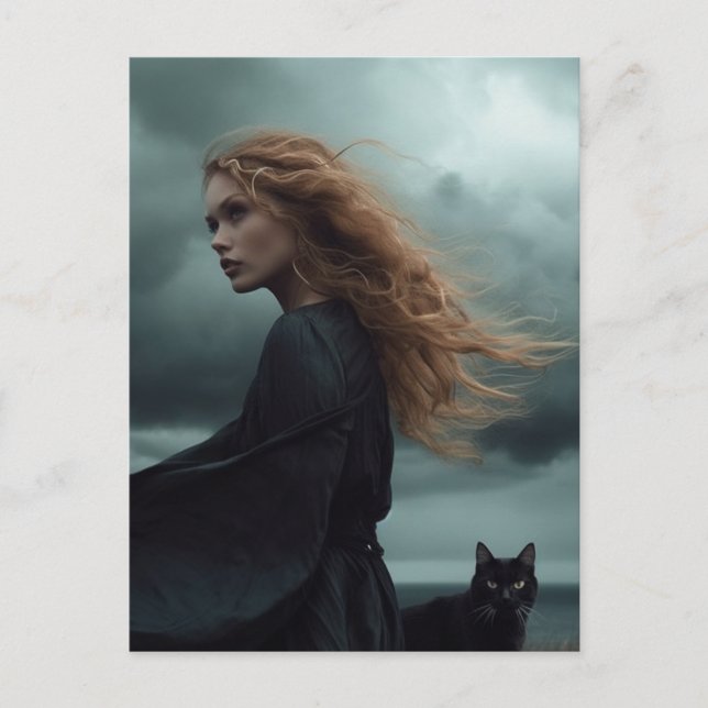 The Witch and Her Cat Postcard (Front)